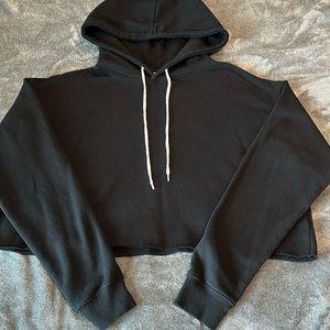 Large black crop hoodie.